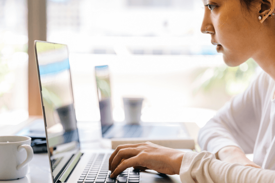 student working on a computer